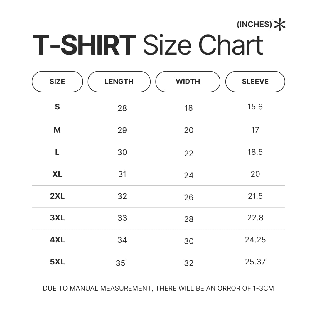 T shirt Size Chart - Wings Of Fire Store
