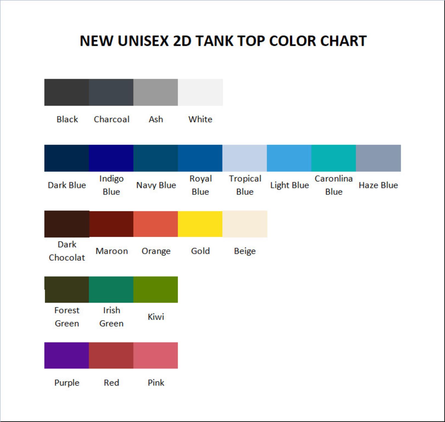 tank top color chart - Wings Of Fire Store