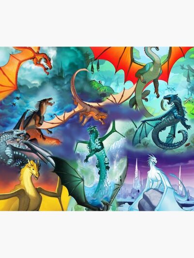Alternative view of Wing Of Fire All Dragon Pattern Background Tapestry