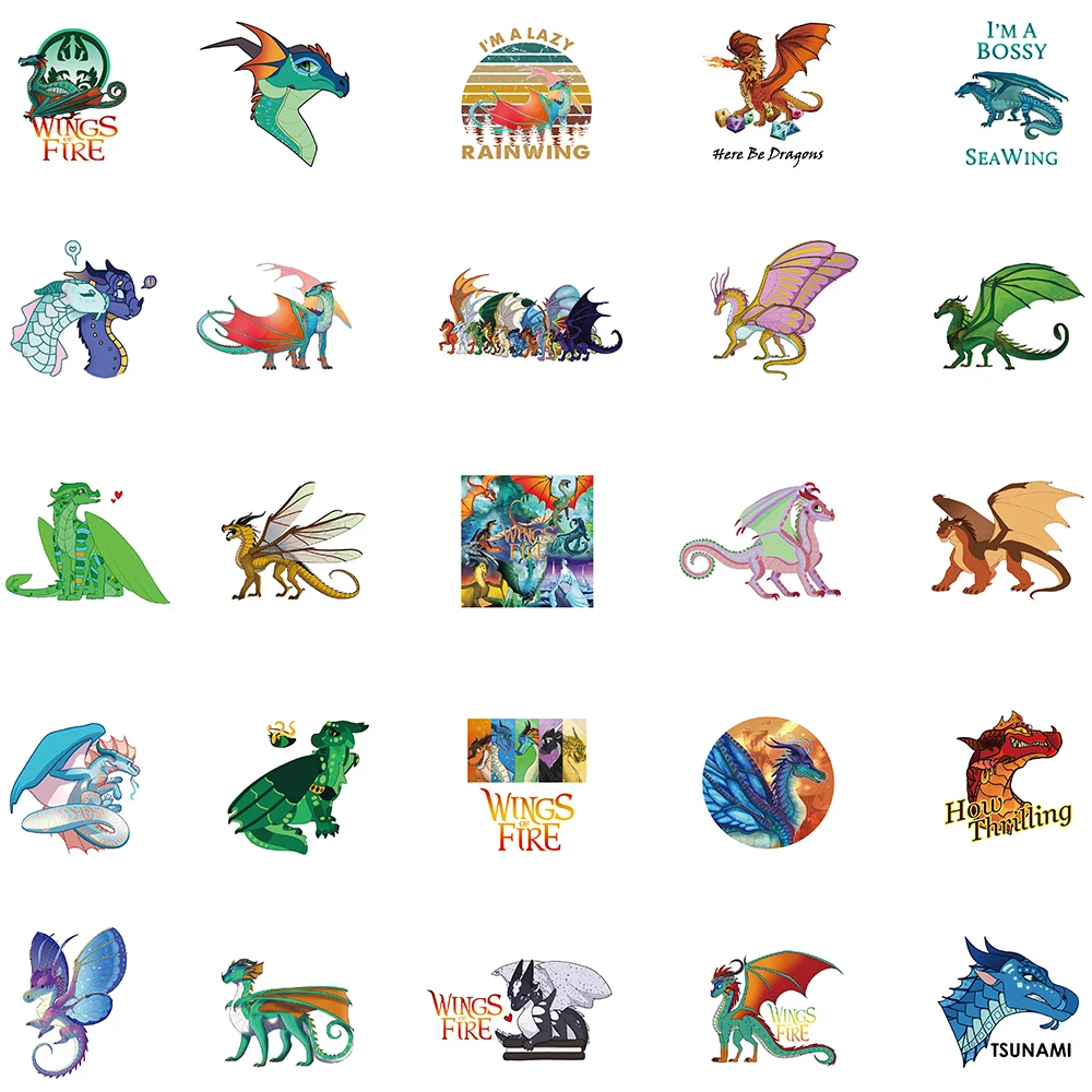 50pcs Cartoon Wings of Fire Stickers - Image 5