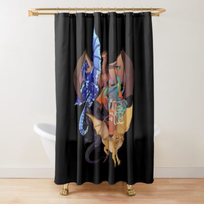 Many Wings Of Fire Dragon Beautiful Art Shower Curtain