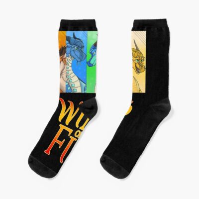 Four Wings Of Fire Dragons Beautiful Art Socks