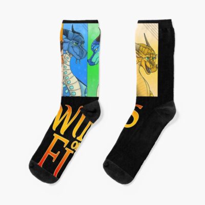 Four Wings Of Dragons Fire Beautiful Art Classic Socks